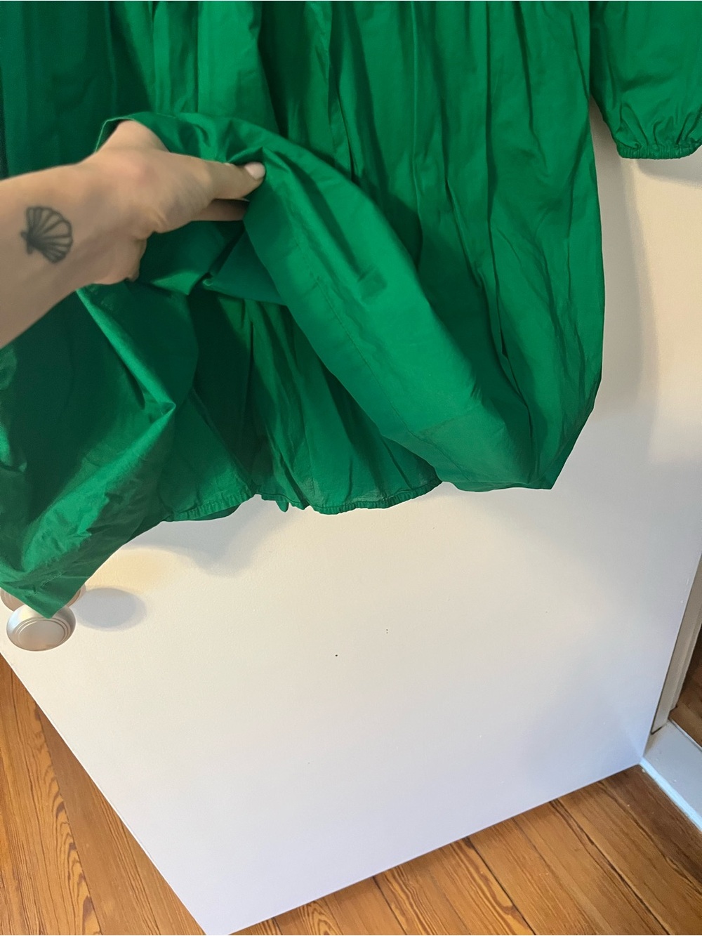 J. Crew Emerald Green Long Sleeve V-Neck Tie-Waist Dress - Picture 3 of 5